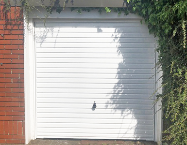 Up and Over Garage Door Horizontally Ribbed in White